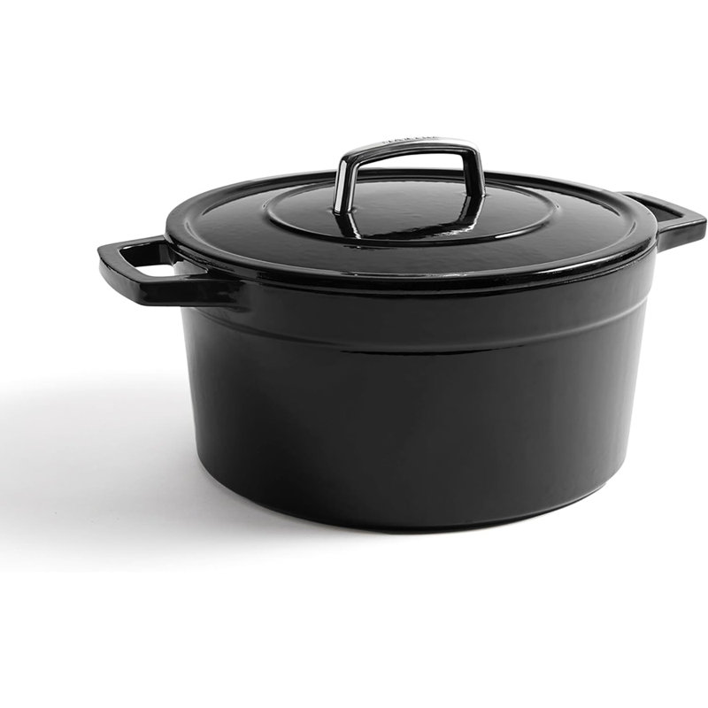 Four en fonte émaillée 7 pte Martha par Martha Stewart avec couvercle, Obsidienne