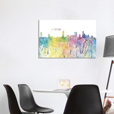 Austin Texas Skyline Impressionistic Splash by Markus & Martina Bleichner - Wrapped Canvas Gallery-Wrapped Canvas Giclée