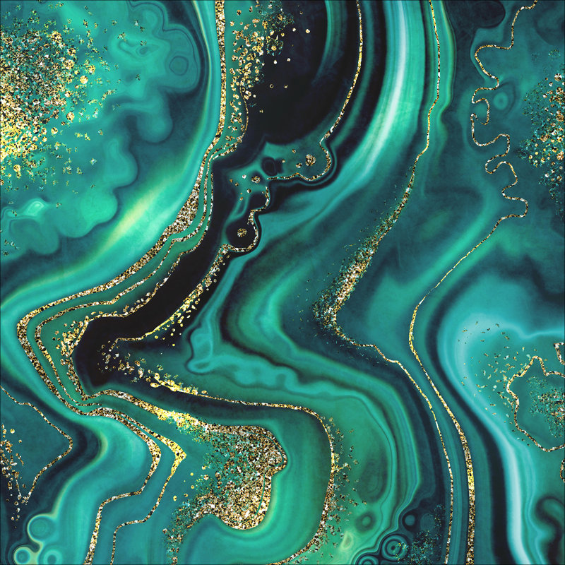 Green Marble 1 Piece Wall Art, 80cm H x 80cm W x 1.5cm D