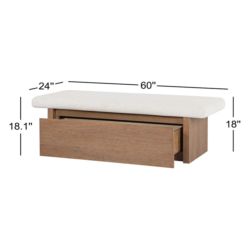 Gemma Upholstered Storage Bench, White