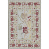 Hand-Knotted High-Quality Beige and Beige Area Rug