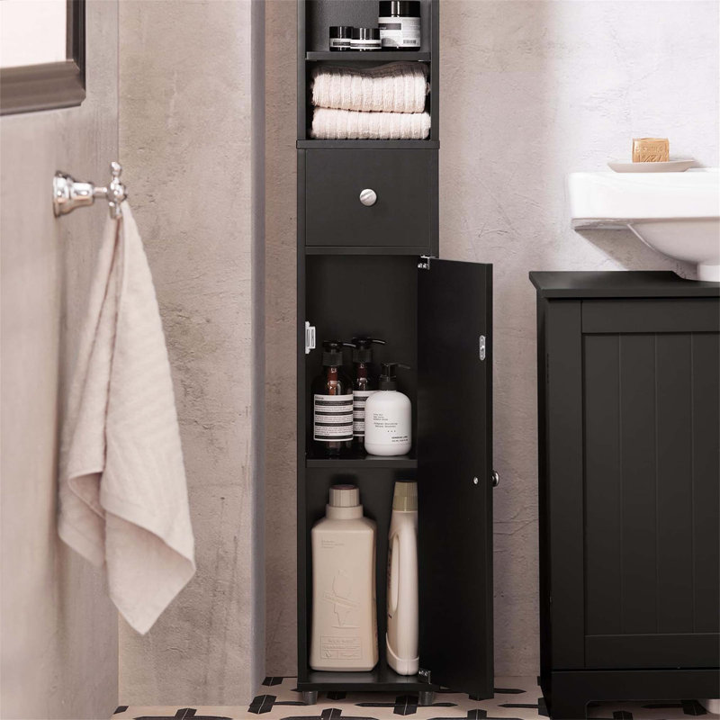 Aadhith Freestanding Linen Cabinet, Black