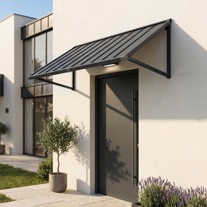 Powder-coated Metal Frame Standing Seam Fixed Window Awning All Weather Protection Door Canopy for Entrance, Windows, Porches, Balconies