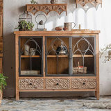 Buffet 47,24 po en bois massif brun noyer + fer