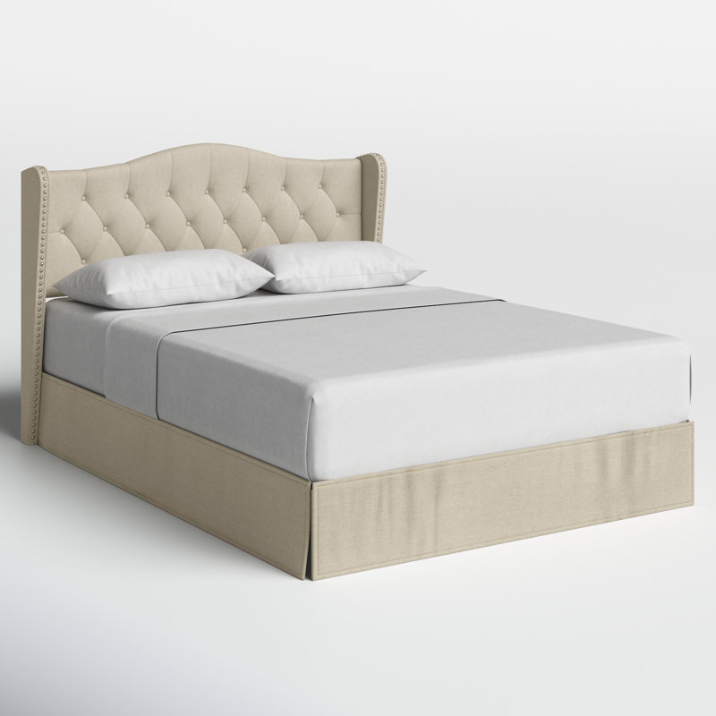 Lit plateforme tapissier Knott Riley, Grand, Beige