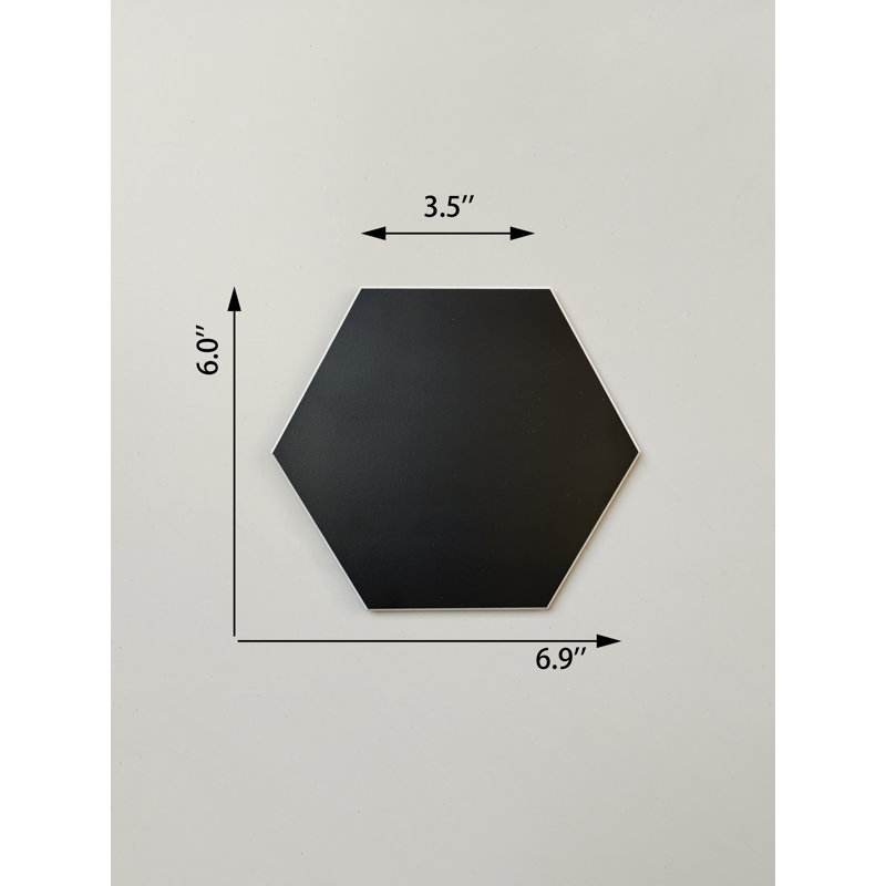 Carreau mural auto-adhésif en pierre hexagonale 6 "x 6,9" Bex, Onyx