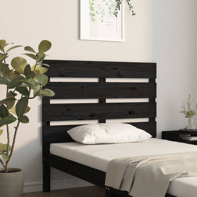 Solid Wood Headboard, 80cm H x 100cm W x 3cm D, Black