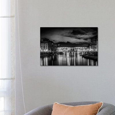 Florence Ponte Vecchio At Night by Melanie Viola - Wrapped Canvas Print