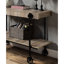 Console de style industriel avec placage en papier et tablette inférieure ouverte en forme de lattes de meubles de style transitionnel naturel