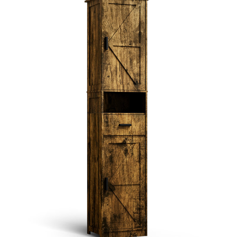 Narrow 69" H Bathroom Cabinet With 2 Doors And 1 Drawer - Vintage Color, Adjustable Shelves, Space For Various Areas Tall Barn Stable Versatile Multiple Spaces