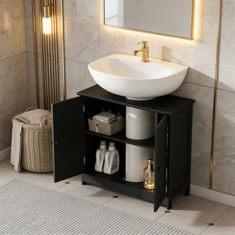 Armoire de salle de bain sous le lavabo de style moderne, Noir