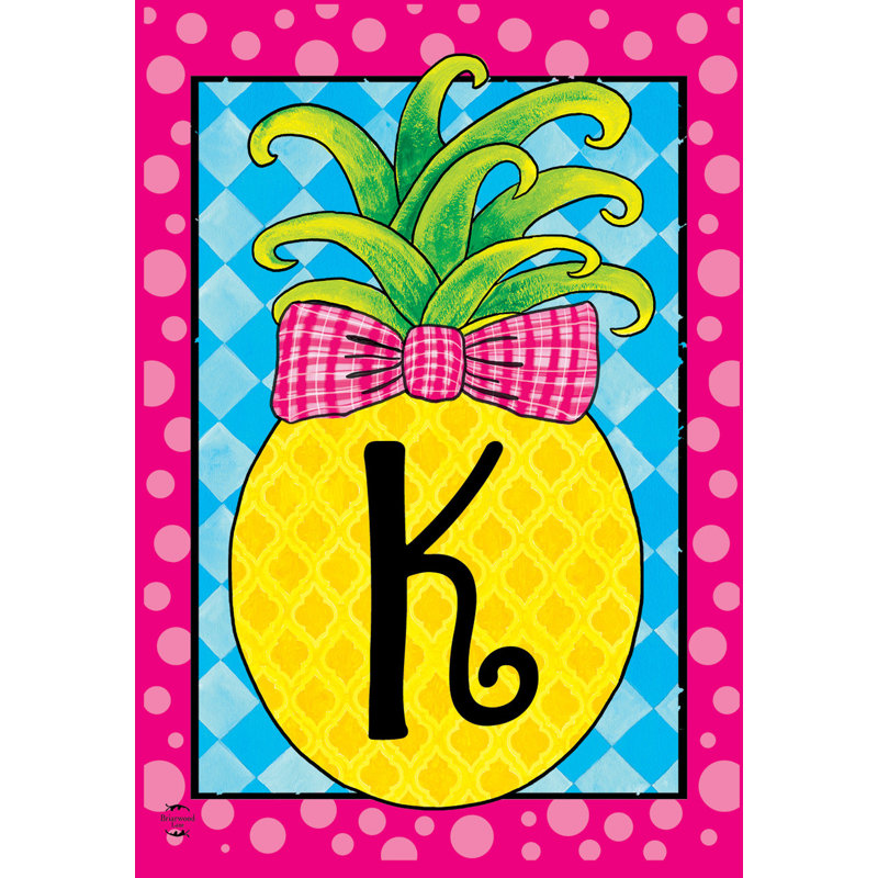 Pineapple Monogram Letter K Garden Flag