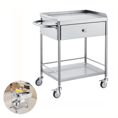 Chariot utilitaire en acier inoxydable 2 couches