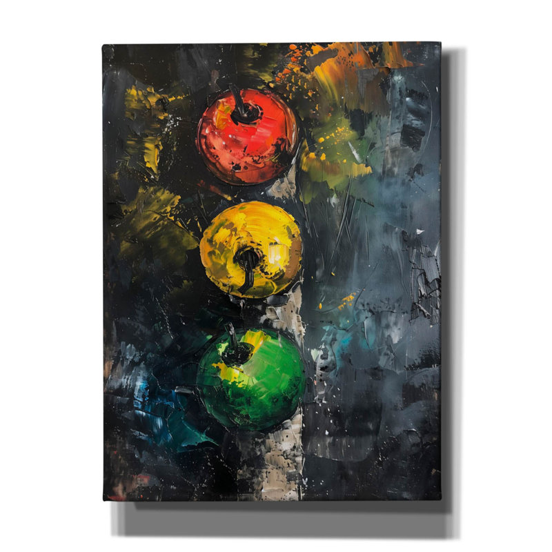 «Apple trafic Light» par Andreas Magnusson, art mural sur toile, H 54 po x l 40 po x P 1,5 po