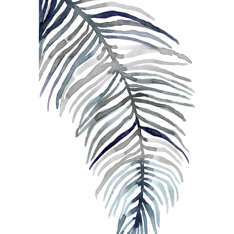 Blue Feathered Palm II by Emma Scarvey - Wrapped Canvas Painting, 122 cm H x 81 cm W, Wrapped Canvas