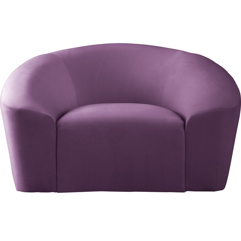 Alaw Velvet Barrel Chair, Purple Velvet