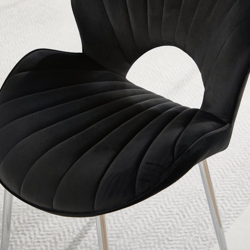 Ensemble de chaises modernes agrandies de 21,6 pouces avec pieds argentés, Noir