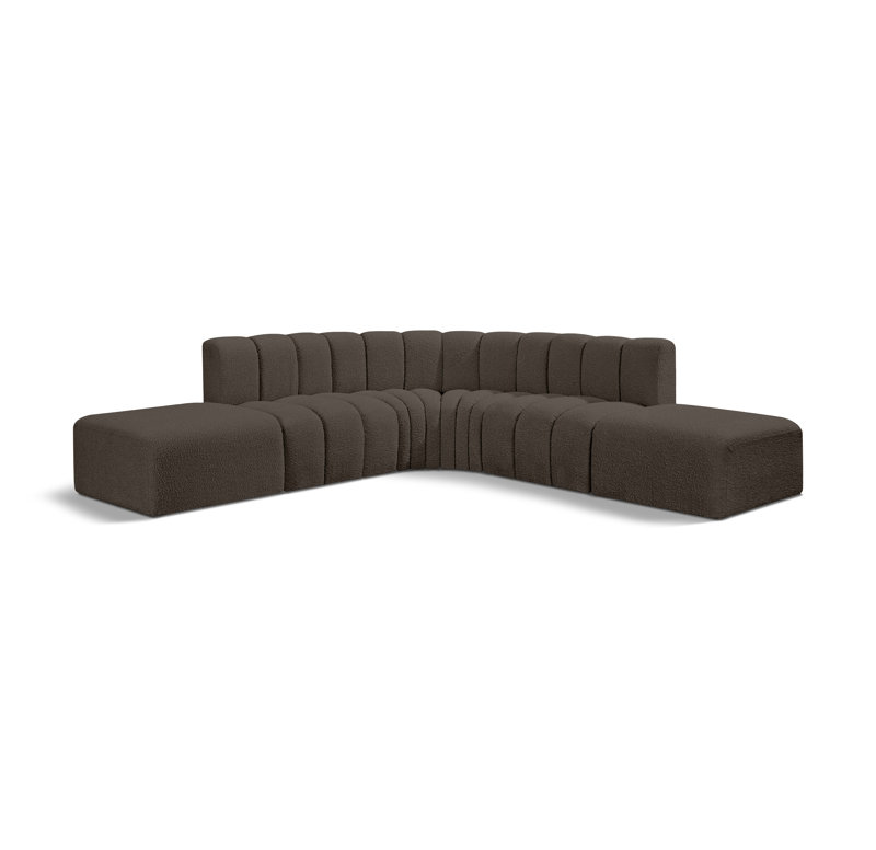 Canapé et chaise rembourrée Issic, Tissu brun bouclé