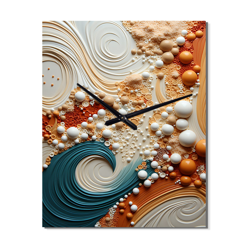 Serene Sands I - Abstract Collages Very Large Wall Clocks, 28" H x 12" W x 1" D