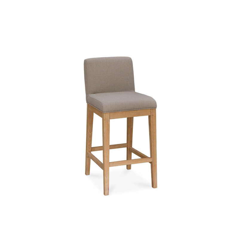Counter Stool with Solid Wood Frame, Fawn Linen Seat/Whitewash Oak Frame
