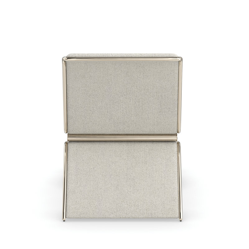 Beige Metal Contemporary Accent Chair with Tubular Frame