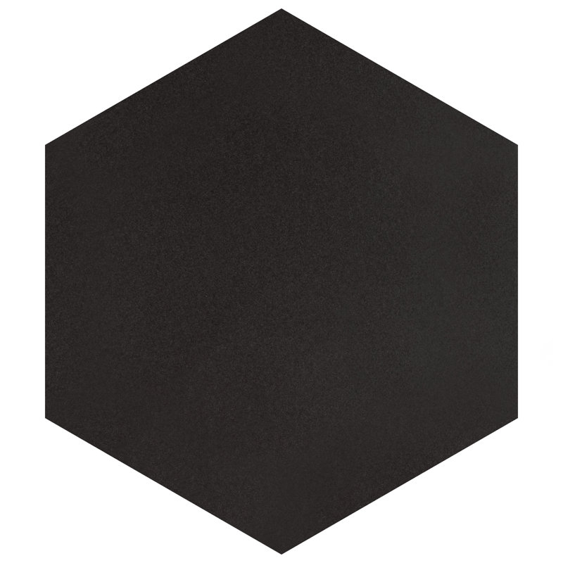 Textile Hex 9" x 10" Porcelain Wall & Floor Tile, Black