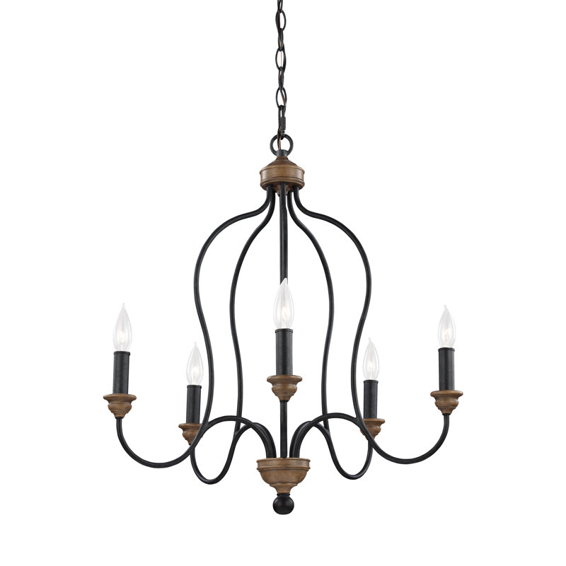 Lustre classique / traditionnel à 5 lumières de style bougie Avajo, Non, Craie délavée / bois de hêtre, Pas Energy Star
