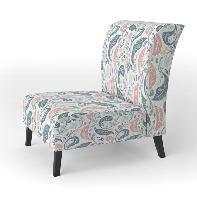 Fauteuil d'appoint Boho - Botanical Paisley Orange, Pantoufle sans accoudoirs