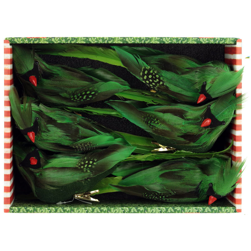 Décoration d'oiseaux tropicaux, boîte de 6 - 11 X 3,5 pouces
