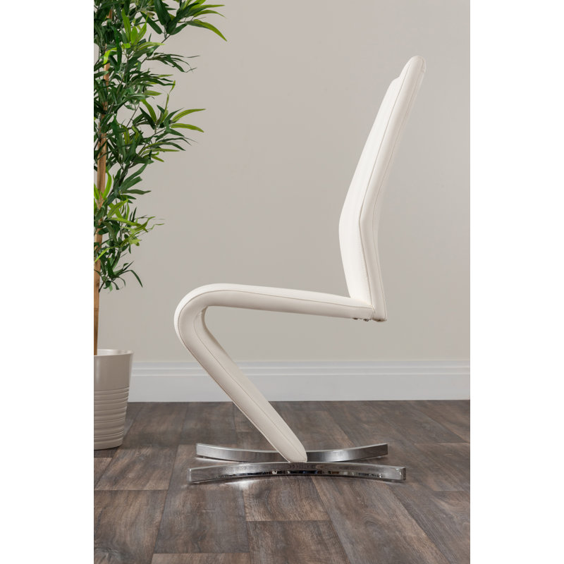 Tierra Modern Glass & Metal Extendable Dining Table Set & 6 Luxury Faux Leather Dining Chairs, White/Silver