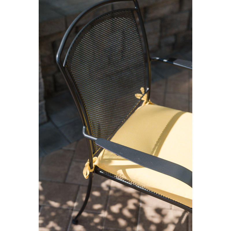 Henley 7-Piece Black Wrought Iron Mesh Outdoor Dining Set