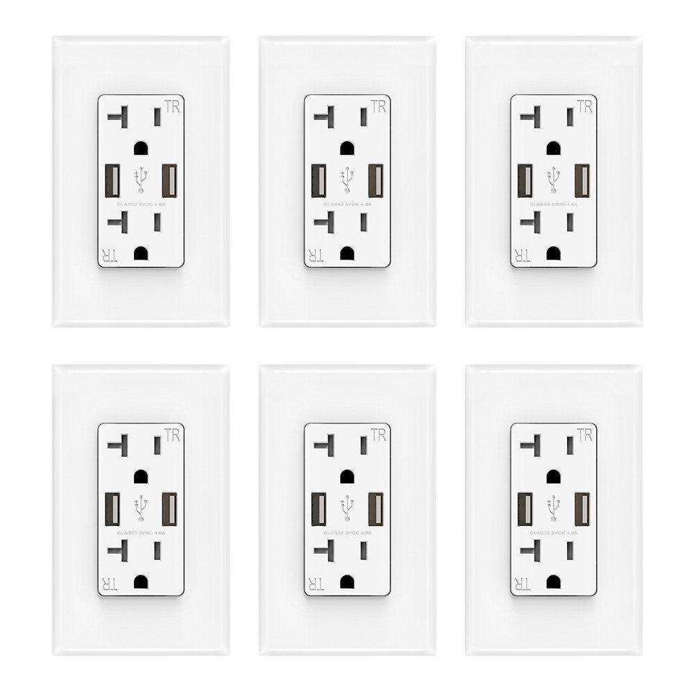 20 Tamper Resistant Duplex Outlet with USB Port ELEGRP