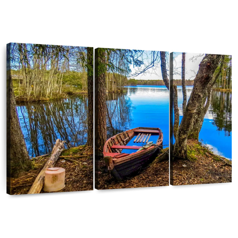 Mehar, vieux bateau dans la forêt, H 48 po x l 74 po