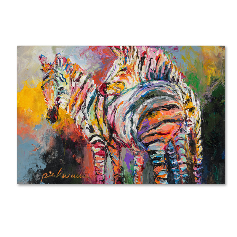 « zèbres », reproduction sur toile, H 12 po x l 19 po x P 2 po, Pas de tapis, Toile tendue