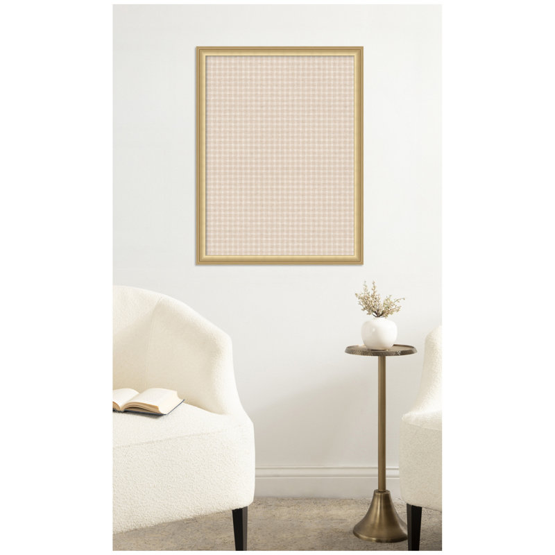 Tableau d'affichage en lin encadré en tissu, Beige, Or de Florence, H 26 po x l 20 po x P 1,25 po