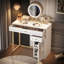Coiffeuse 31,5 "avec miroir lumineux, coiffeuse de luxe avec 2 tiroirs et 1 armoire