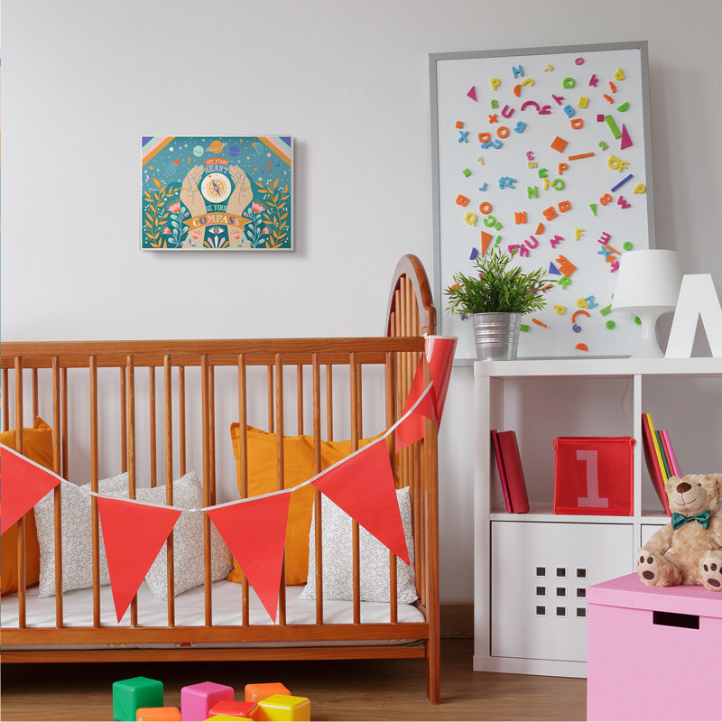Heart Be Your Compass Expression Boho Chic Constellations, H 10 po x l 15 po x P 0,5 po, Plaque murale