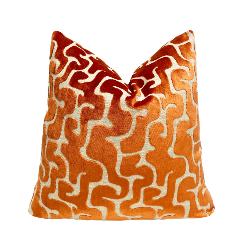 Housse de coussin Velvet Maze, Carré 22 po, Orange