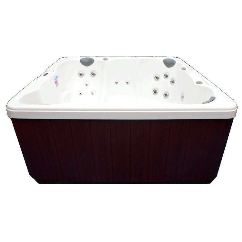 Sterling White Acrylic 6-Person Square Hot Tub with Stainless Jets
