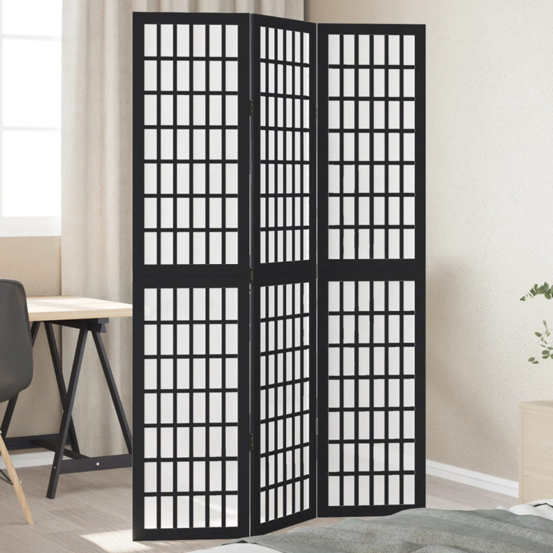 Folding Room Divider, 180cm H x 110cm W x 1.6cm D, Black