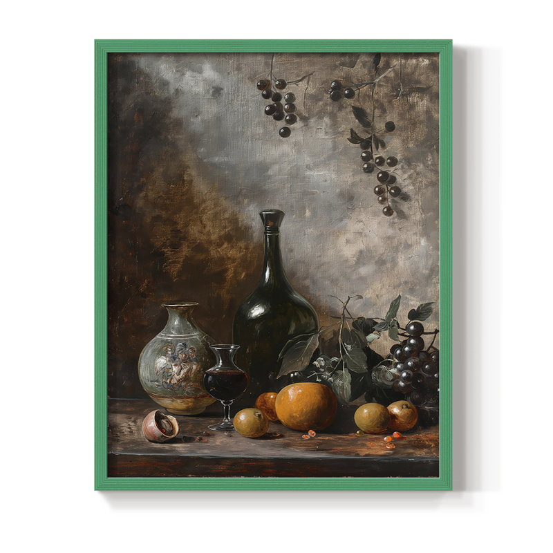Reproduction encadrée FLORAL Series DCCXVII - bois massif, H 11 po x l 9 po, Vert