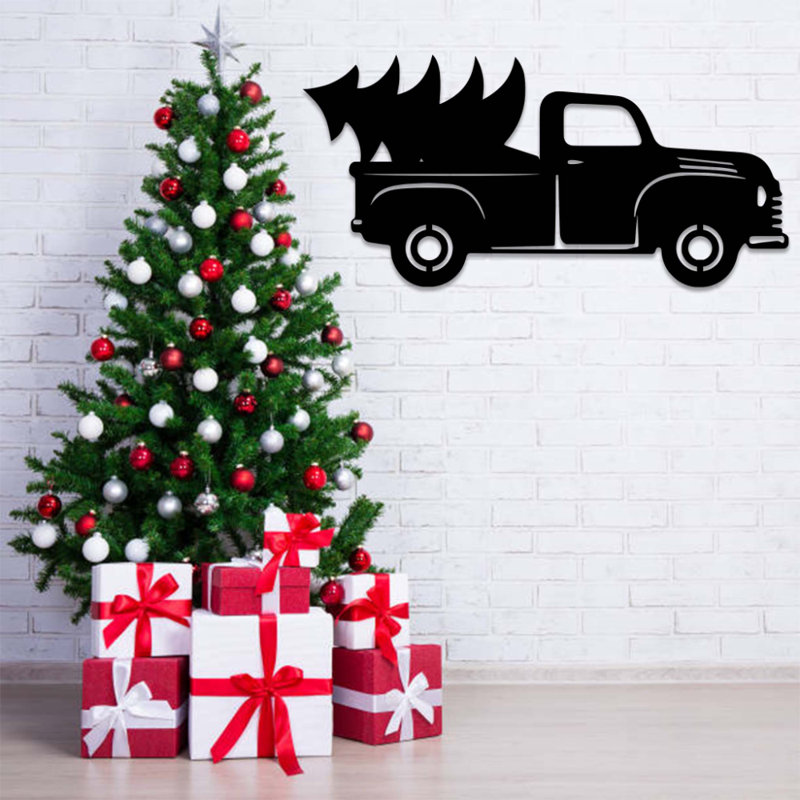 Décoration murale camion, Noir, H 17 po x l 36 po x P 0,12 po