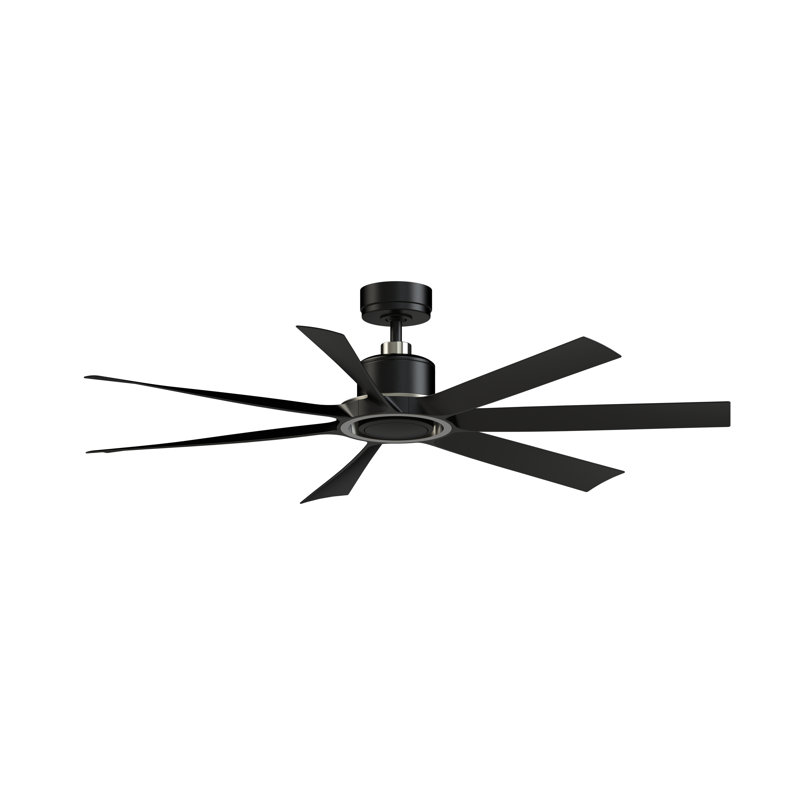 Lenzi 60 inch Indoor/Outdoor Ceiling Fan with LED Light Kit - Black with Brushed Nickel blades, Black, Brushed Nickel