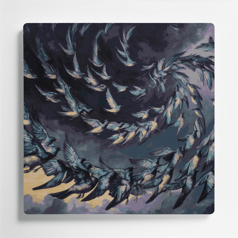 Oiseaux, art mural gris Starling, H 96 po x l 96 po x P 0,05 po