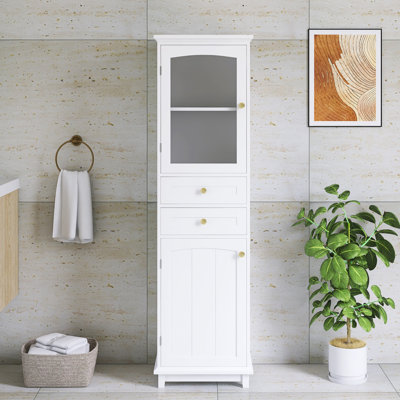 63" Tall Bathroom Freestanding Cabinet With Adjustable Shelves