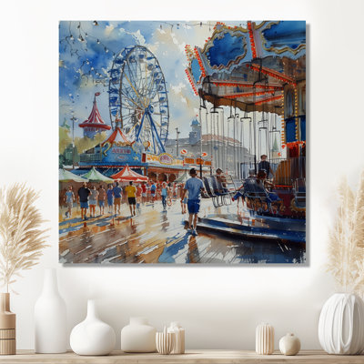 Grey Blue Amusement Parks Midway Marvels - Amusement Parks Wall Art Print
