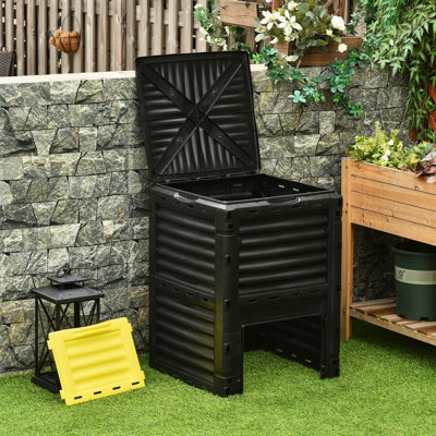 Bac à compost pour jardin 80 gallons - Producteur de terre pour 6 à 12 semaines 12 évents faciles à assembler