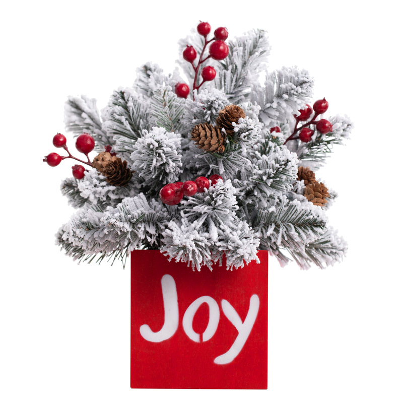 JOY Frosted Greenery Decoration with Timer