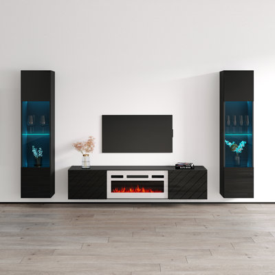 Meuble audio-vidéo flottant noir 103,6 po Luxe-Luxe