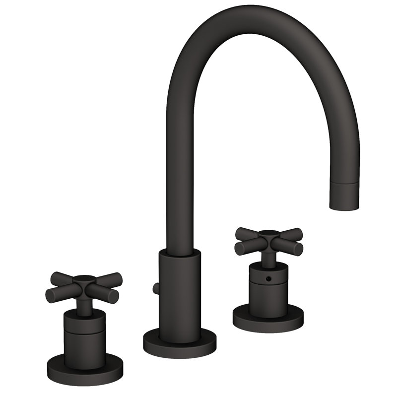 East Linear Widespread Bathroom Faucet with Drain Assembly, Flat Black
